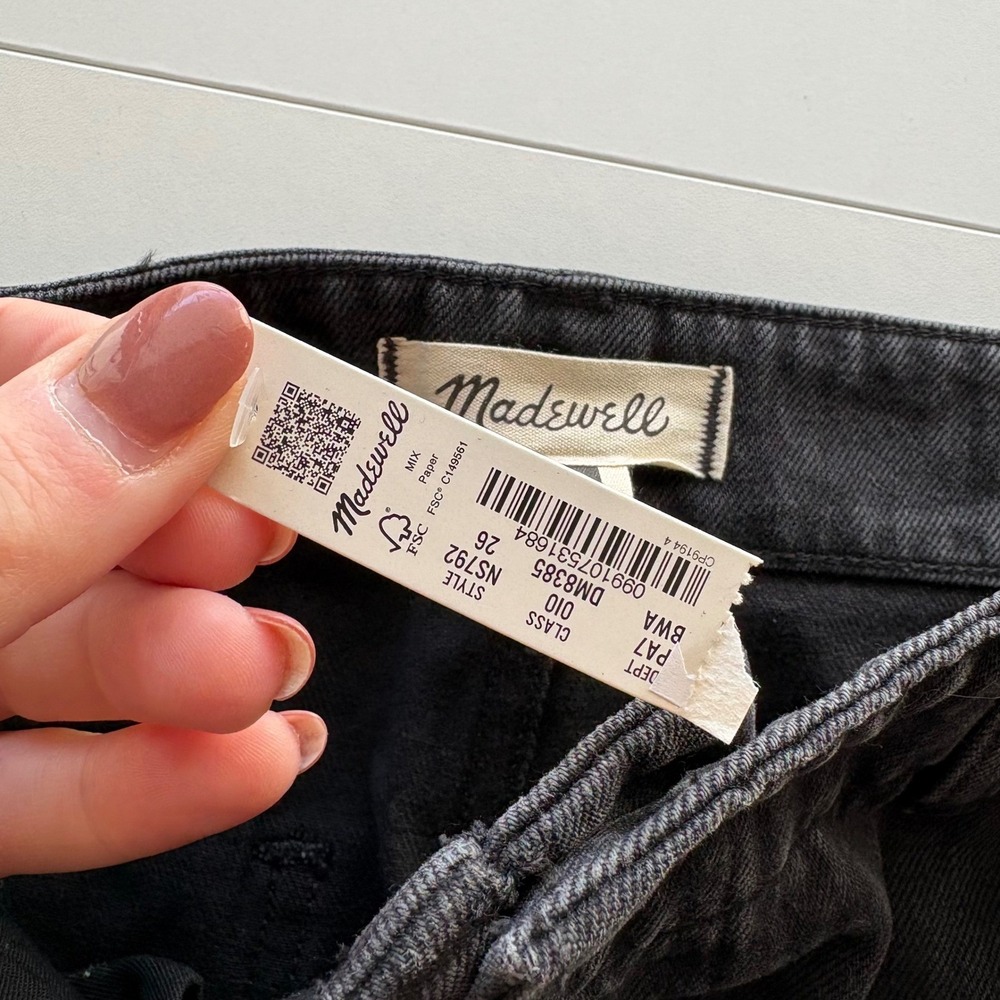 Madewell Wide Leg Trouser Women 26 Black Denim High Rise Jeans NS792 - Picture 7 of 13